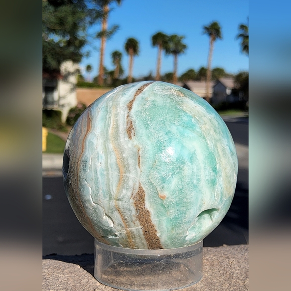 Calming Blue Aragonite Sphere with Lots of Druzy - Picture 12 of 16